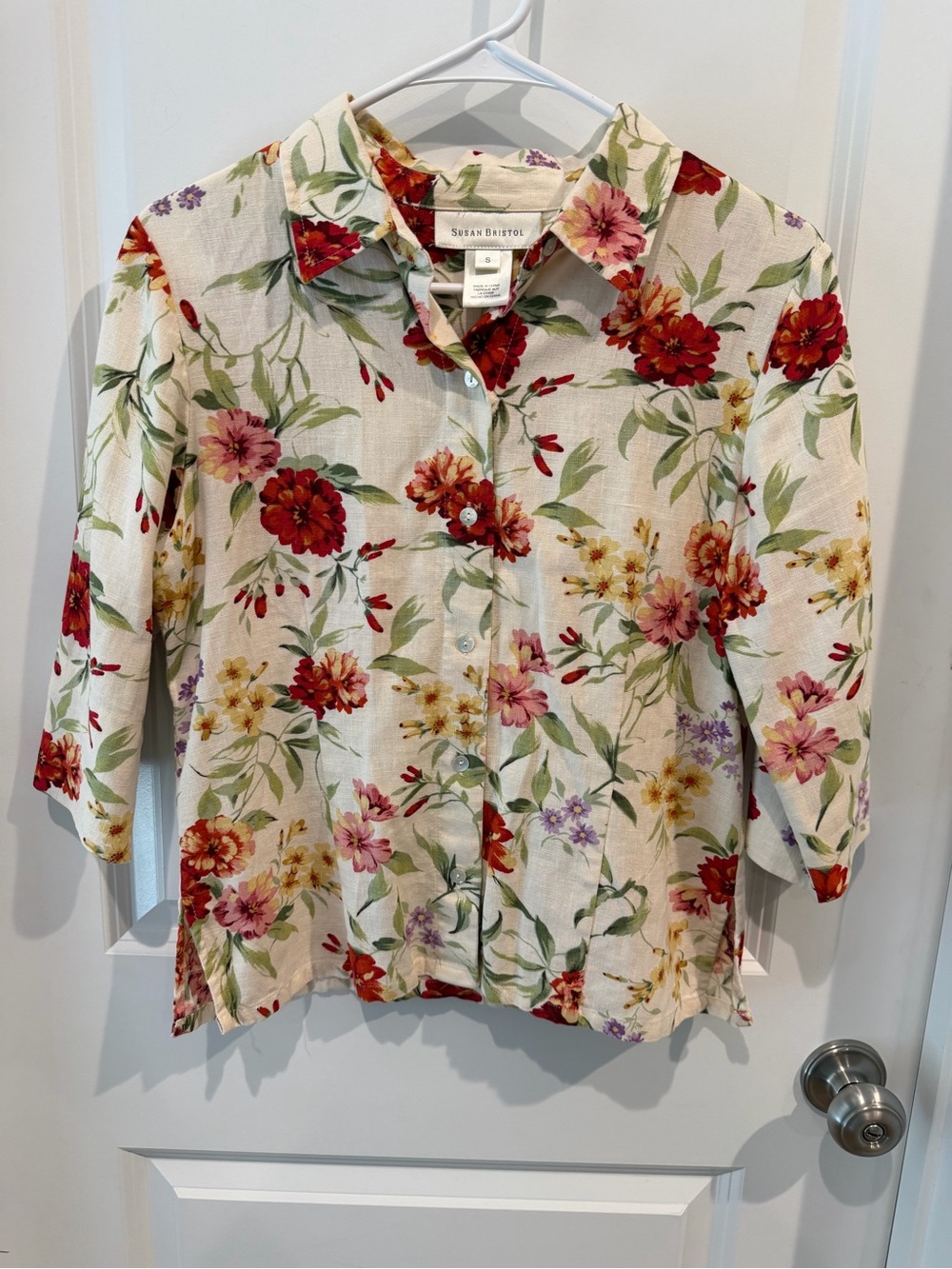 Susan Bristol Floral Button-Up Shirt Size Small